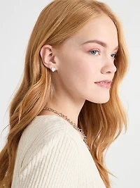 Pave & Stone Drop Earrings