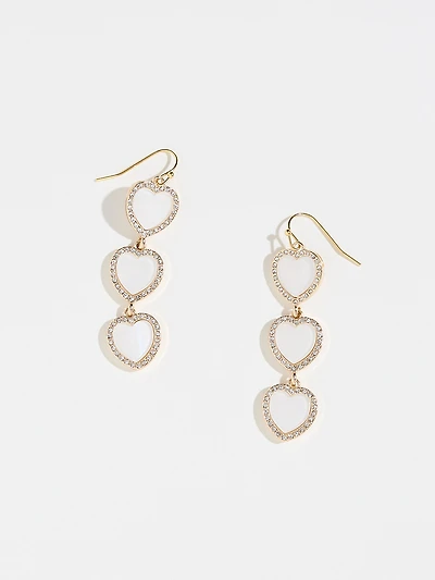 Pave & Stone Heart Dangle Earrings