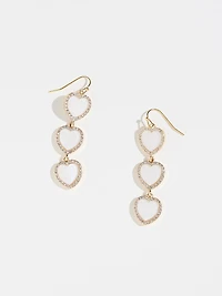Pave & Stone Heart Dangle Earrings