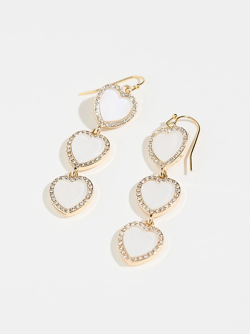 Pave & Stone Heart Dangle Earrings
