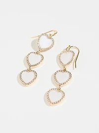 Pave & Stone Heart Dangle Earrings