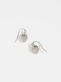 Pave Heart Drop Earrings