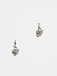 Pave Heart Drop Earrings