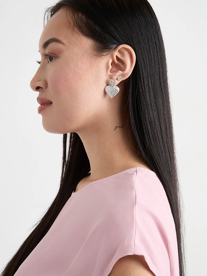 Pave Heart Earrings