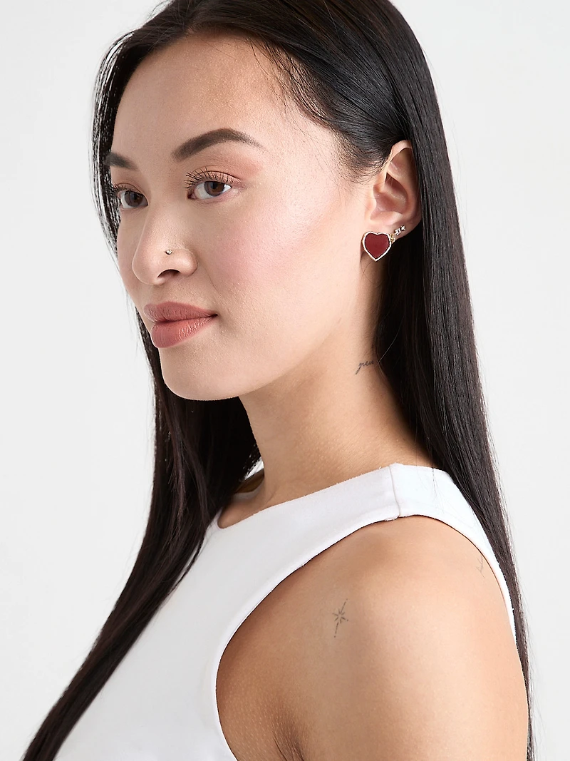 Red Heart Stud Earrings