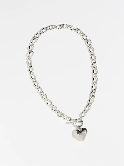 Short Chain with Heart Charm Necklace
