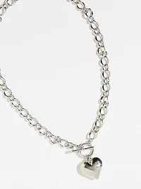 Short Chain with Heart Charm Necklace