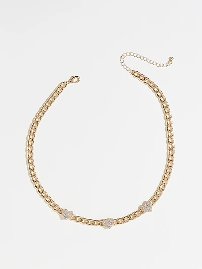 Short Pave Hearts Chain Necklace
