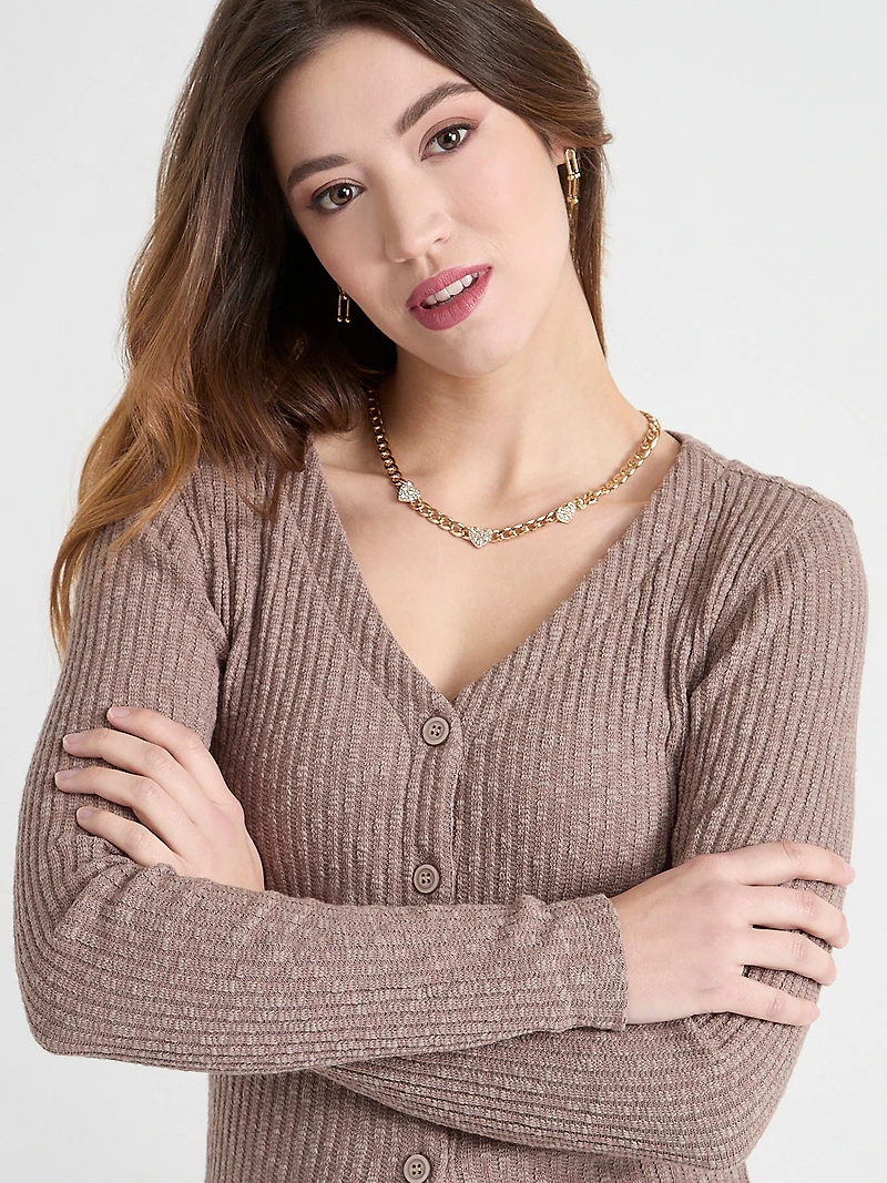 Short Pave Hearts Chain Necklace