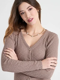 Short Pave Hearts Chain Necklace