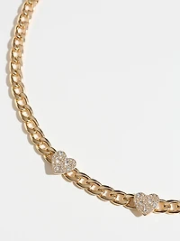 Short Pave Hearts Chain Necklace