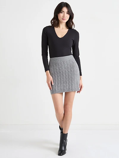 Sweater Cable Knit Pull-On Skirt