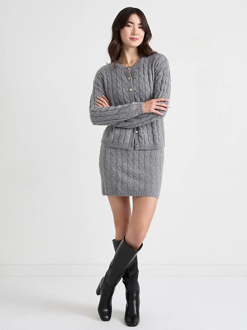 Sweater Cable Knit Pull-On Skirt