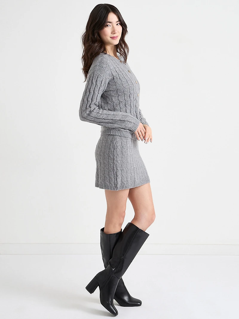 Sweater Cable Knit Pull-On Skirt