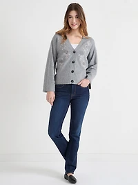 V-Neck Embroidered Cardigan