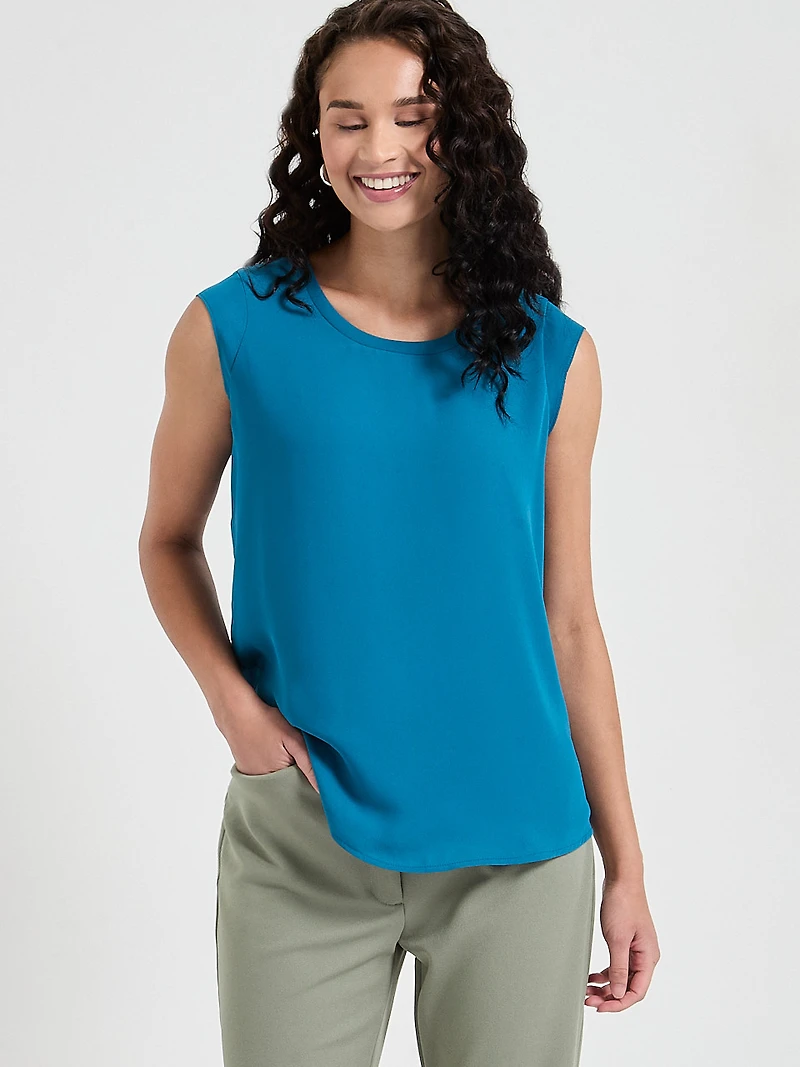 2-Layer Cap Sleeve Blouse Lyon's Blue