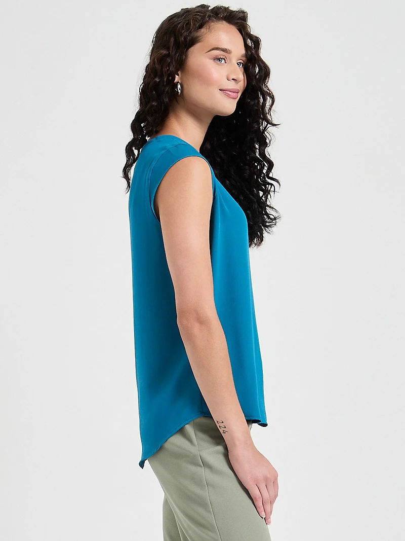2-Layer Cap Sleeve Blouse Lyon's Blue