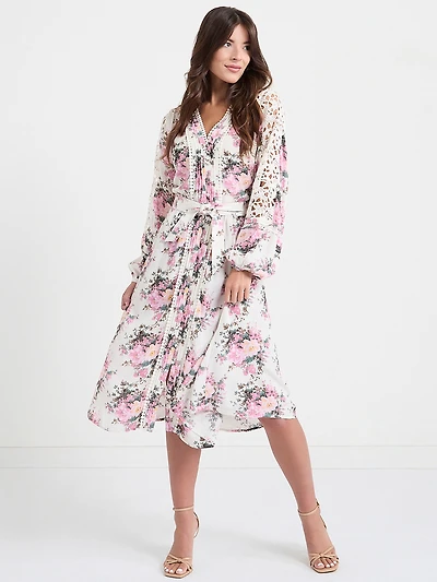 Crochet Dress Floral Print