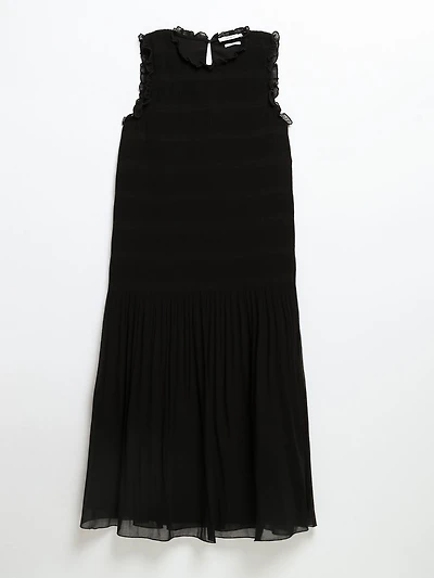 Micro Pleat Dress Black