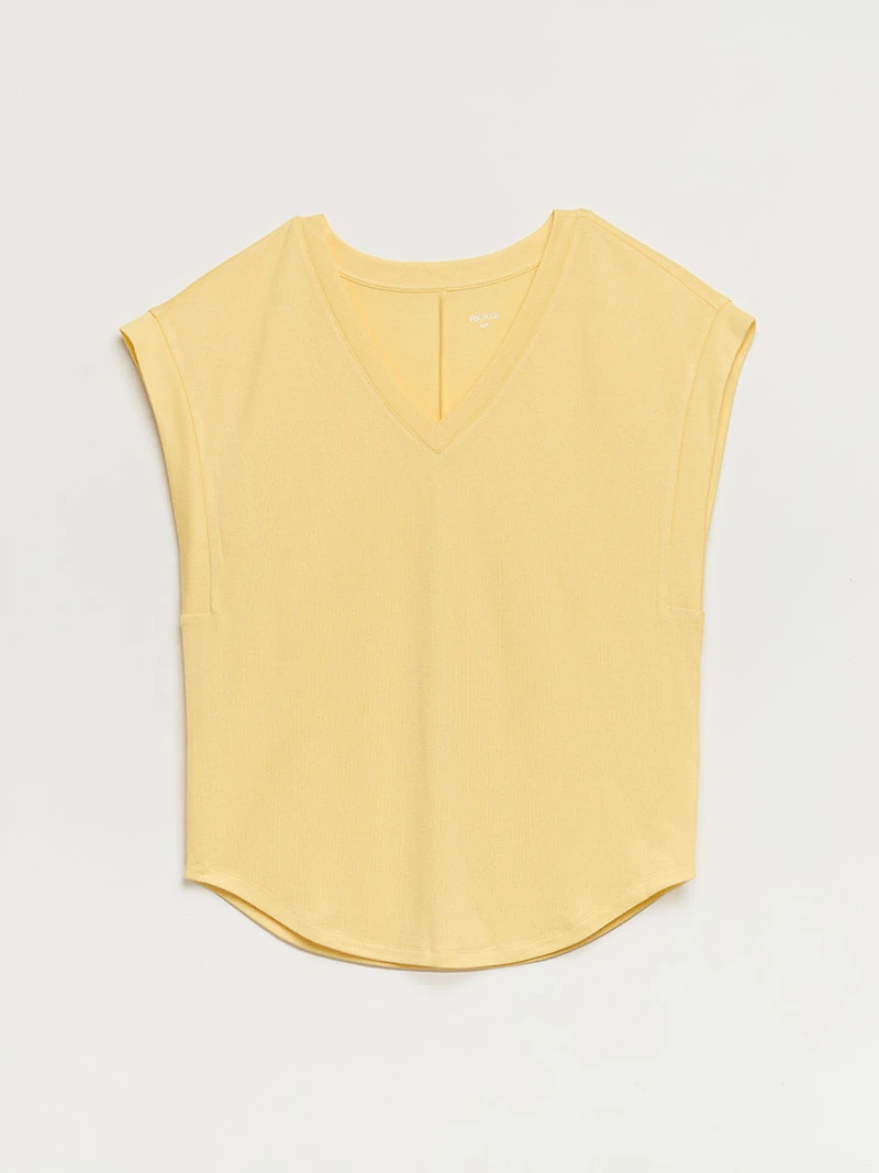 Holly V-Neck Hacci Top Pale Banana