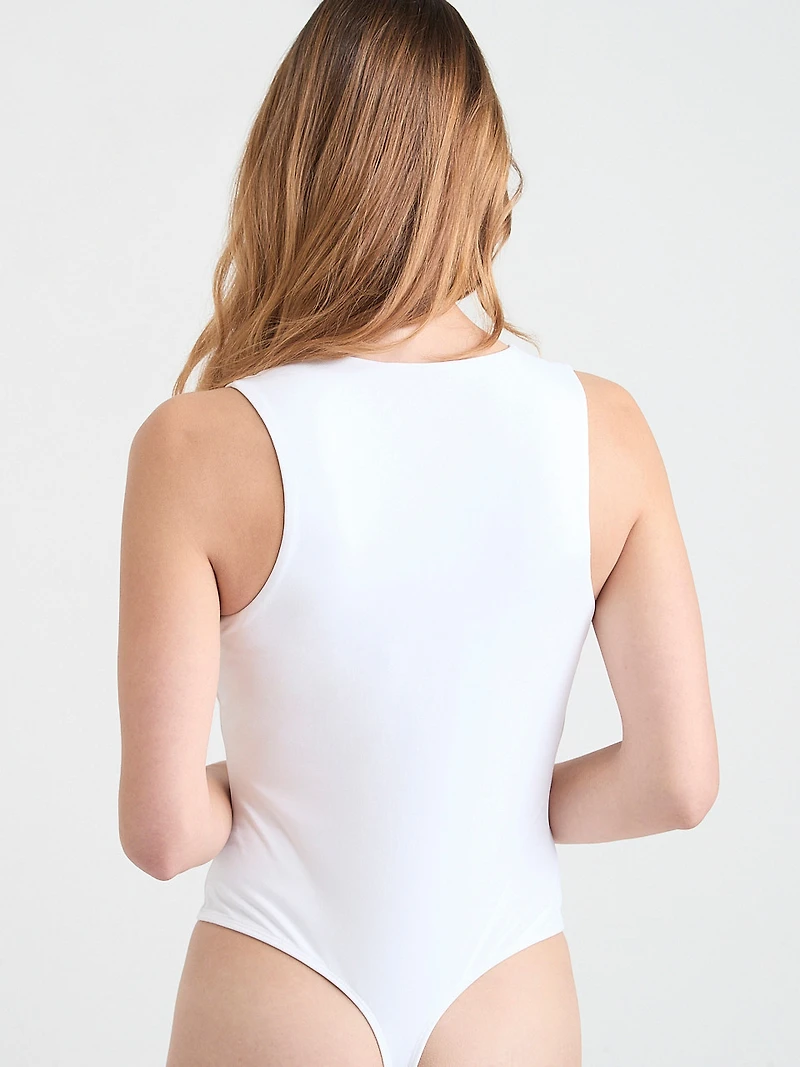 Sleeveless V-Neck Bodysuit White