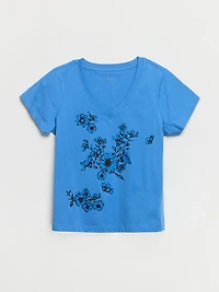 Relaxed V-Neck Tee Floral Print