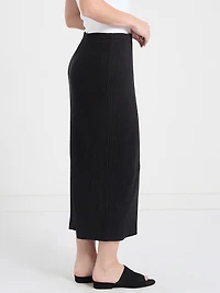 Textured Column Midi Skirt Charcoal