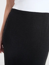 Textured Column Midi Skirt Charcoal