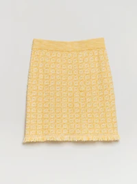 Tweed Skirt with Buttons Yellow Mix