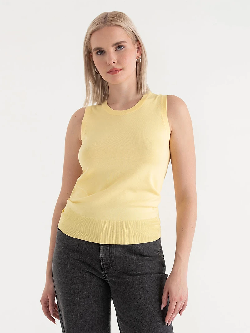 Sleeveless Layering Sweater Tank Pale Banana