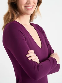 V-Neck Long Sleeve Bodysuit Black