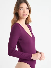 V-Neck Long Sleeve Bodysuit Black