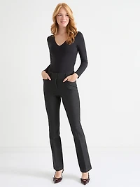 V-Neck Long Sleeve Bodysuit Black