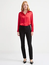 Long Sleeve Satin Blouse Red