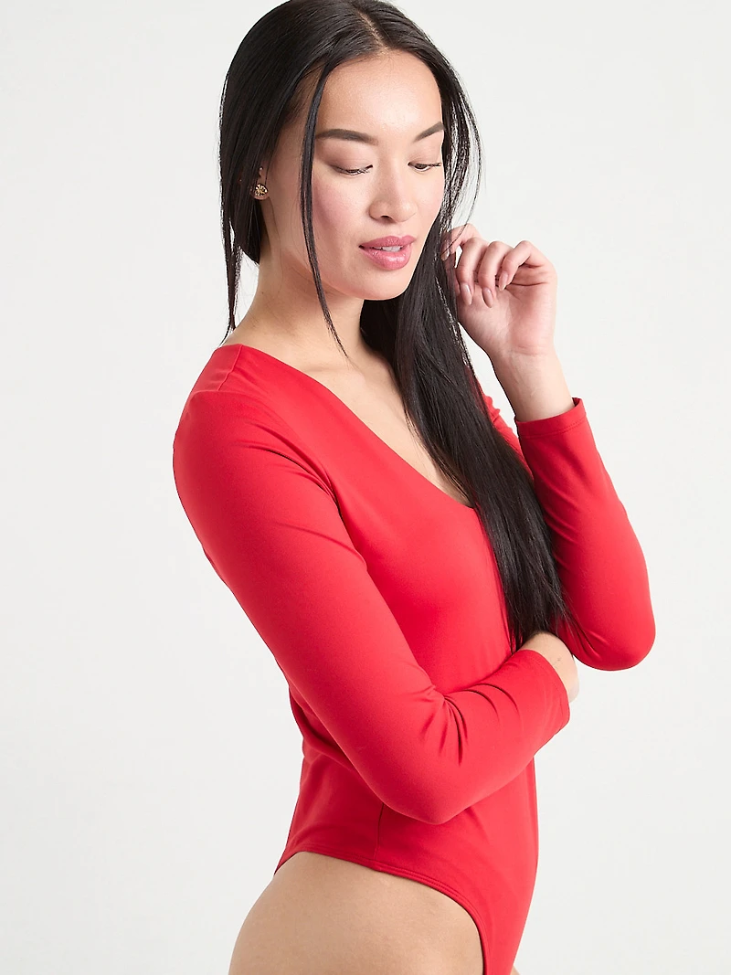 V-Neck Long-Sleeved Bodysuit Pine Grove
