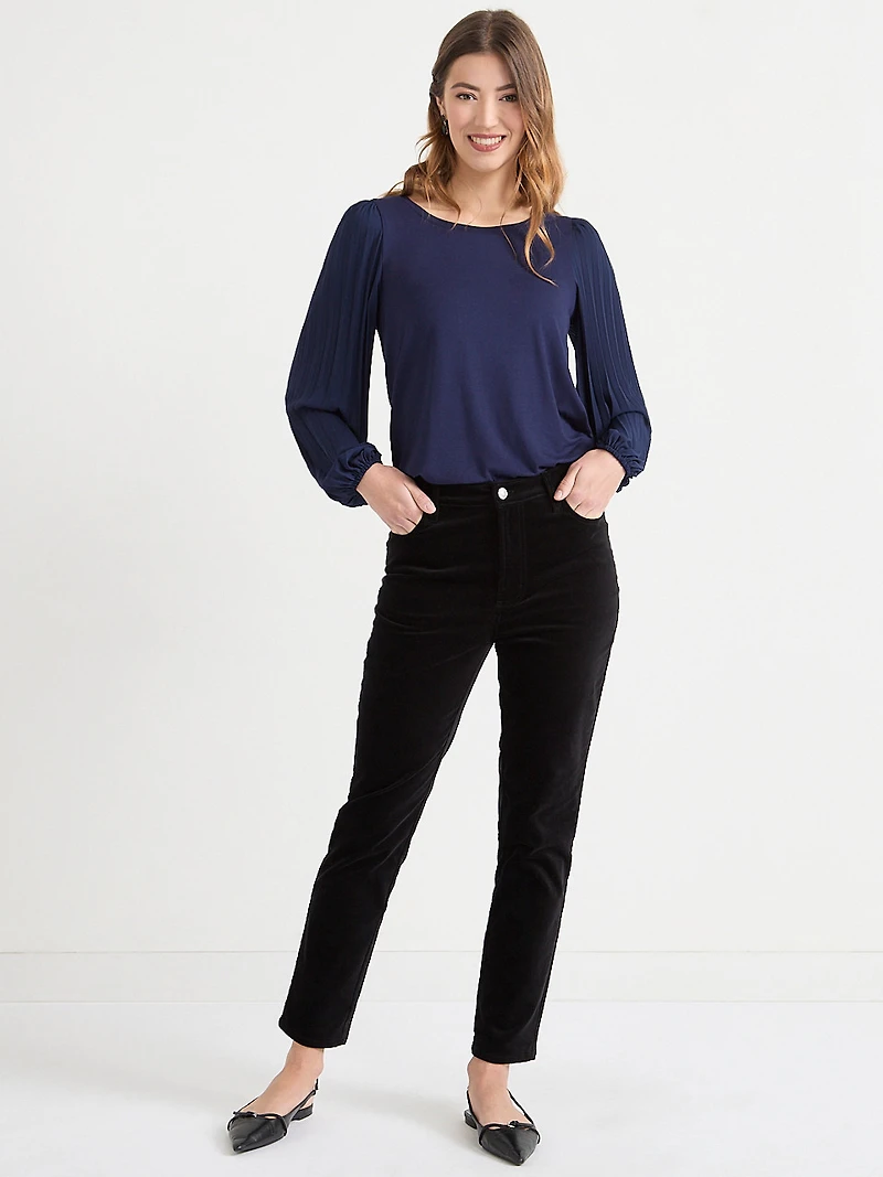 Knit Top with Pleated Sleeves Pine Grove