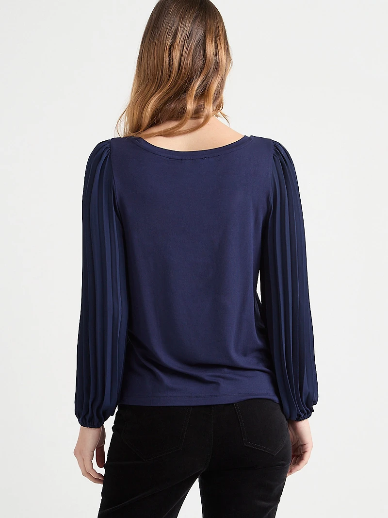 Knit Top with Pleated Sleeves Pine Grove