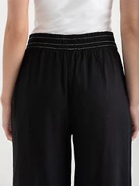 Linen Wide Crop Pant Black