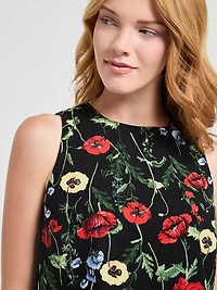 Fitted Sleeveless Linen Blend Top Postcard Print