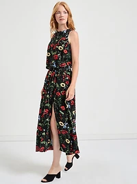 Fitted Sleeveless Linen Blend Top Postcard Print