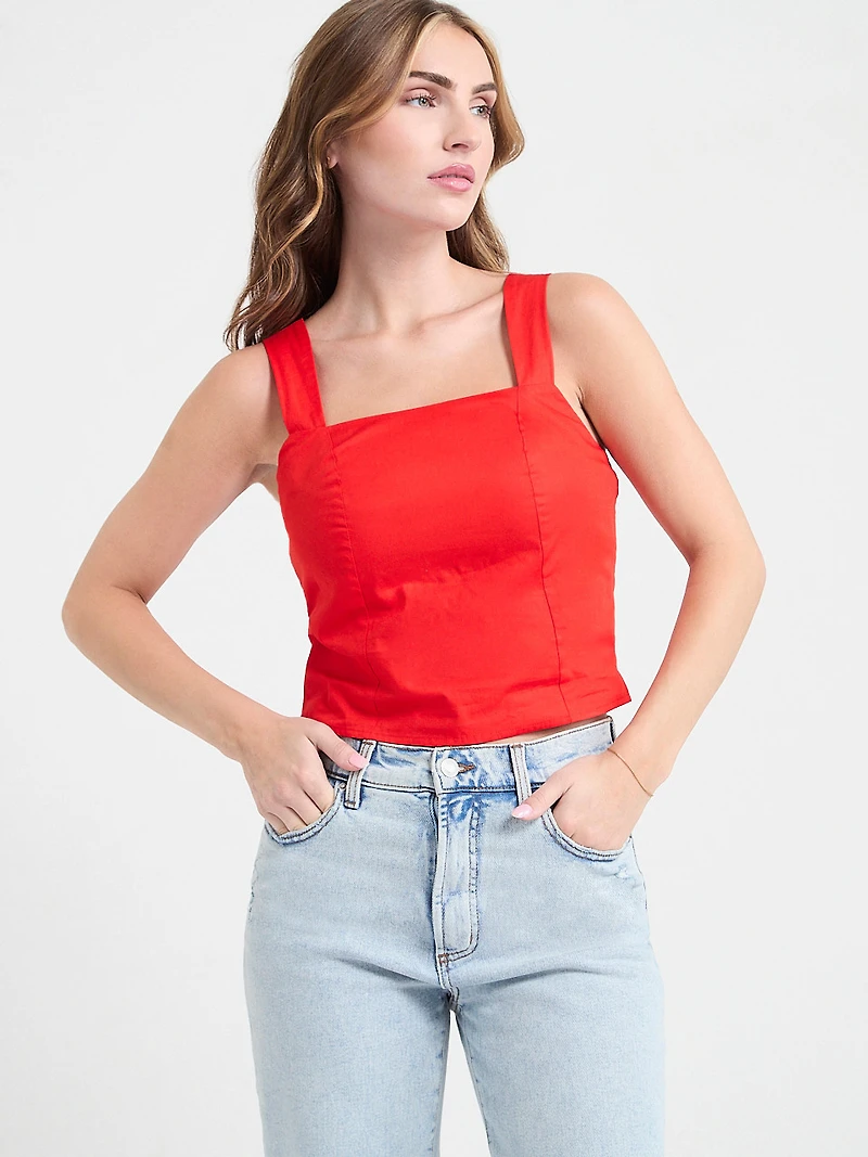 Square Neck Poplin Tank