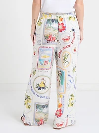 Linen Wide Crop Pant Postcard Print
