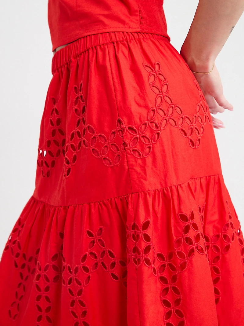 Eyelet Maxi Skirt Black