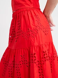 Eyelet Maxi Skirt Black