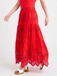 Eyelet Maxi Skirt Black