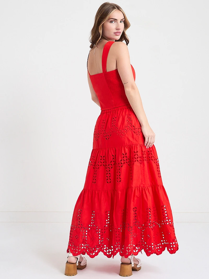 Eyelet Maxi Skirt Black