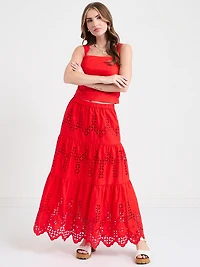 Eyelet Maxi Skirt Black