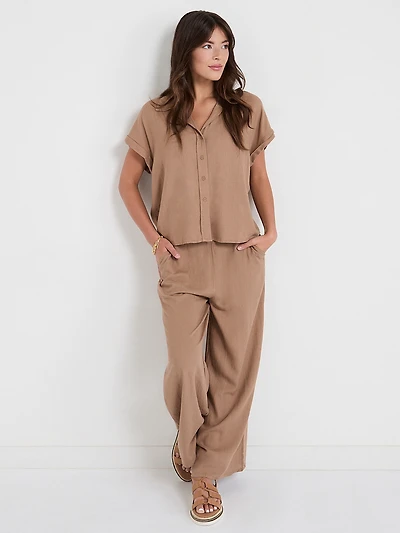 Linen Wide Crop Pant Sinopia Fresco