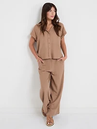 Linen Blend Wide Crop Pant Sinopia Fresco