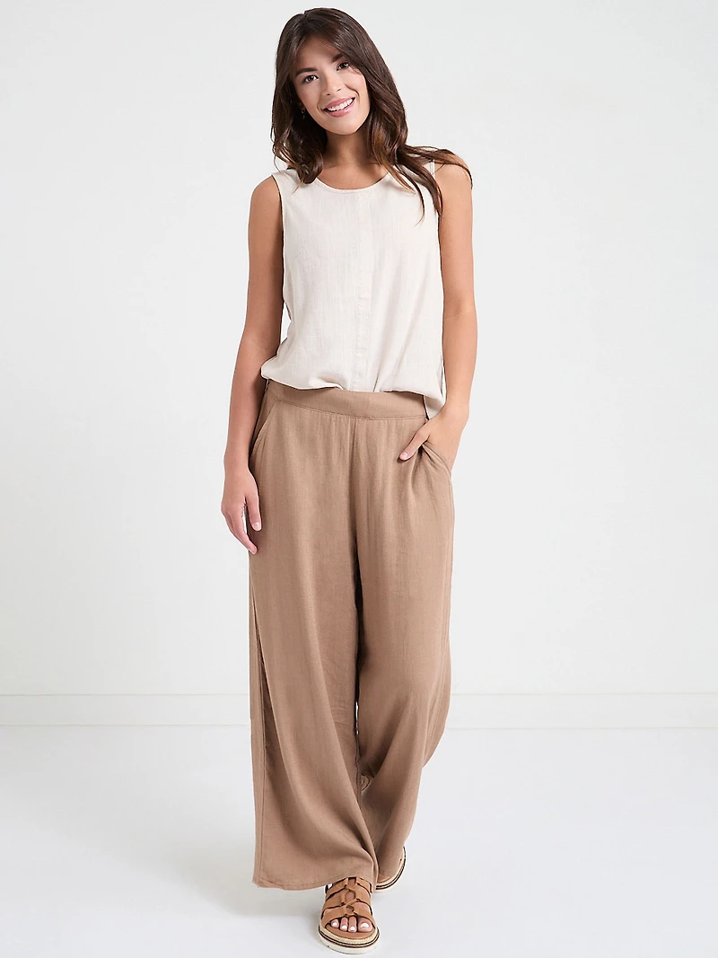 Linen Blend Wide Crop Pant Sinopia Fresco
